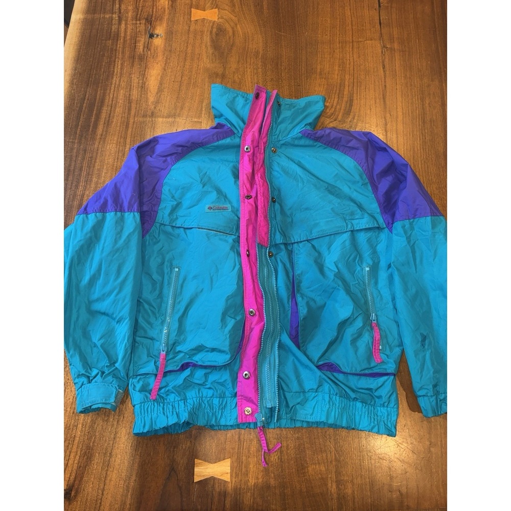 Vintage Columbia Jacket Womens Medium Blue Purple Powder Keg Ski Parka 90s